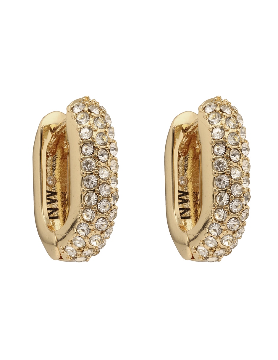 Aretes circulares Gold Crystal Knots con acabado pulido cristal 3