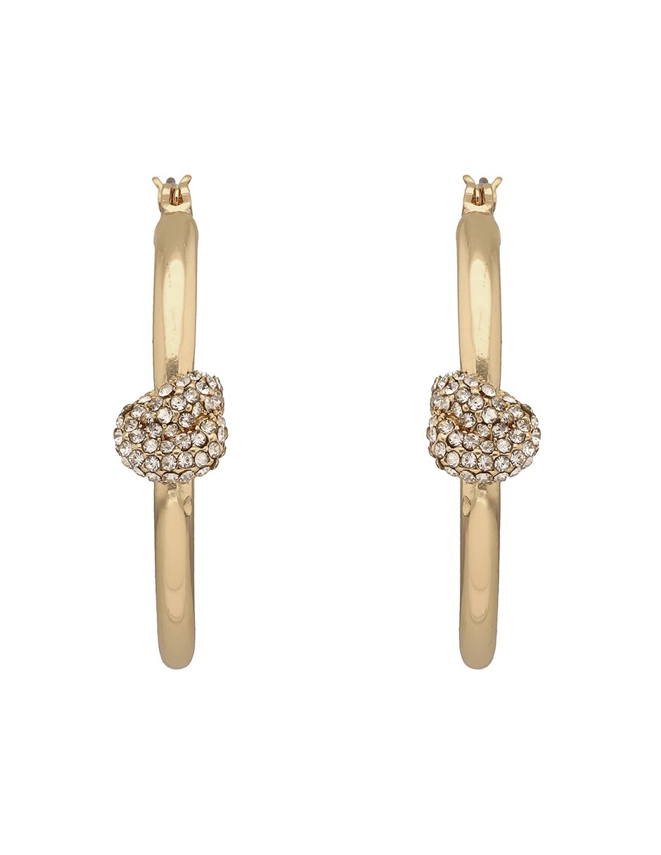 Aretes circulares Gold Crystal Knots con acabado pavé cristal 2