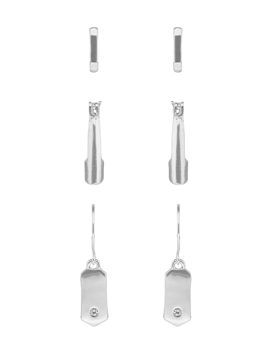 Set de aretes Silver Hardware con acabado pulido
