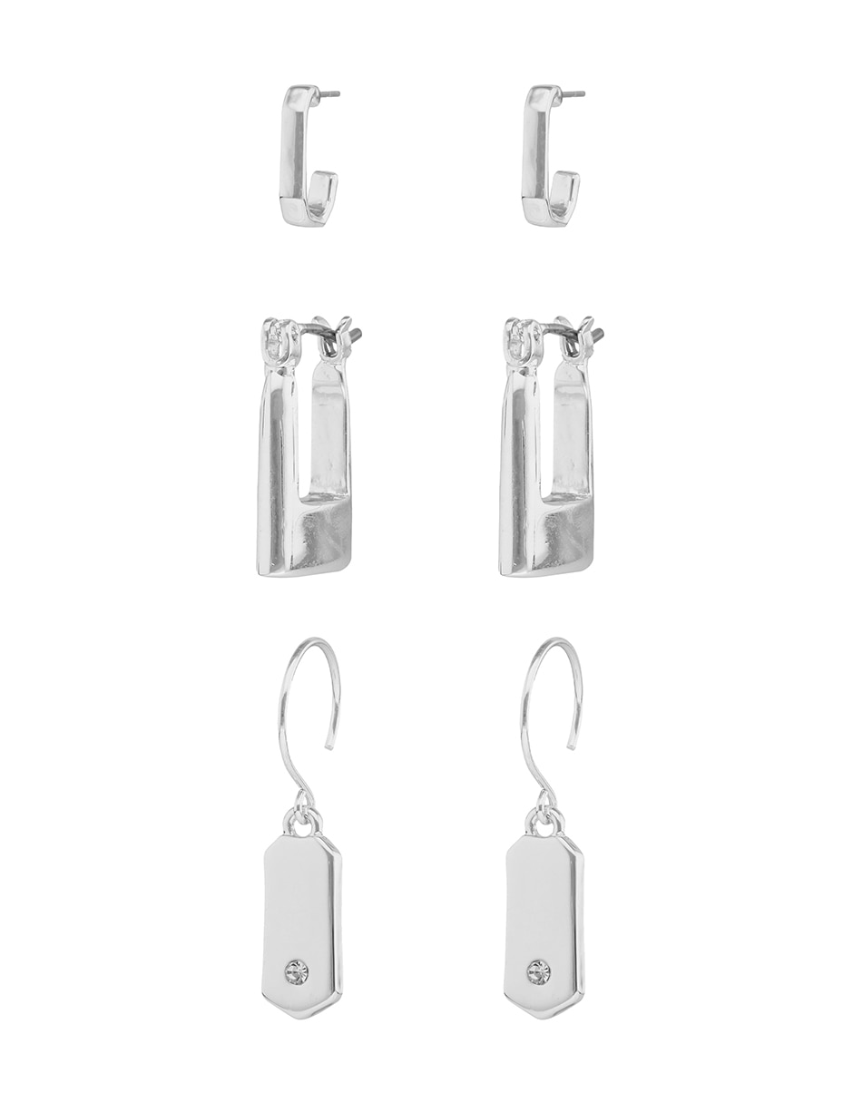 Set de aretes Silver Hardware con acabado pulido 2