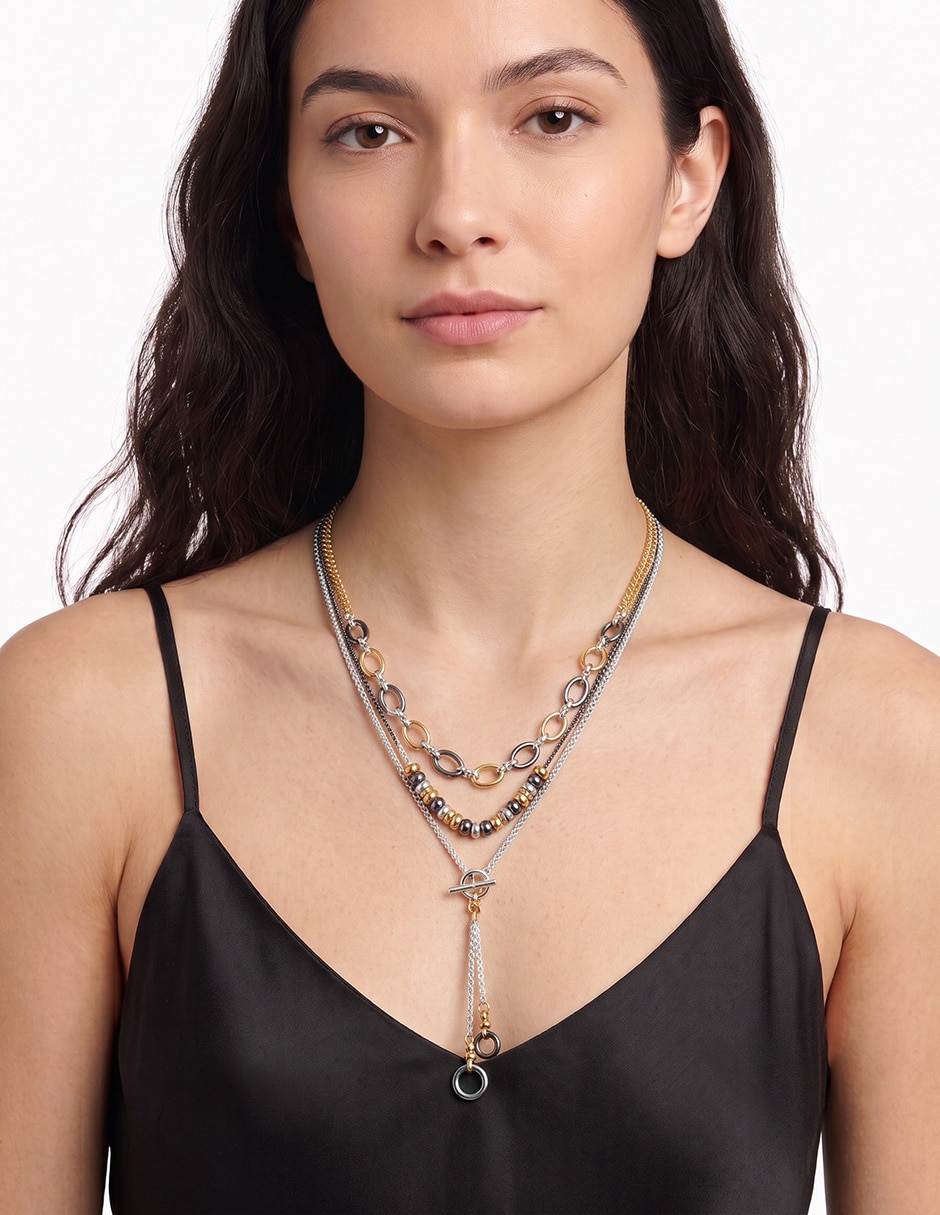Collar de mixed metal links & beads 3