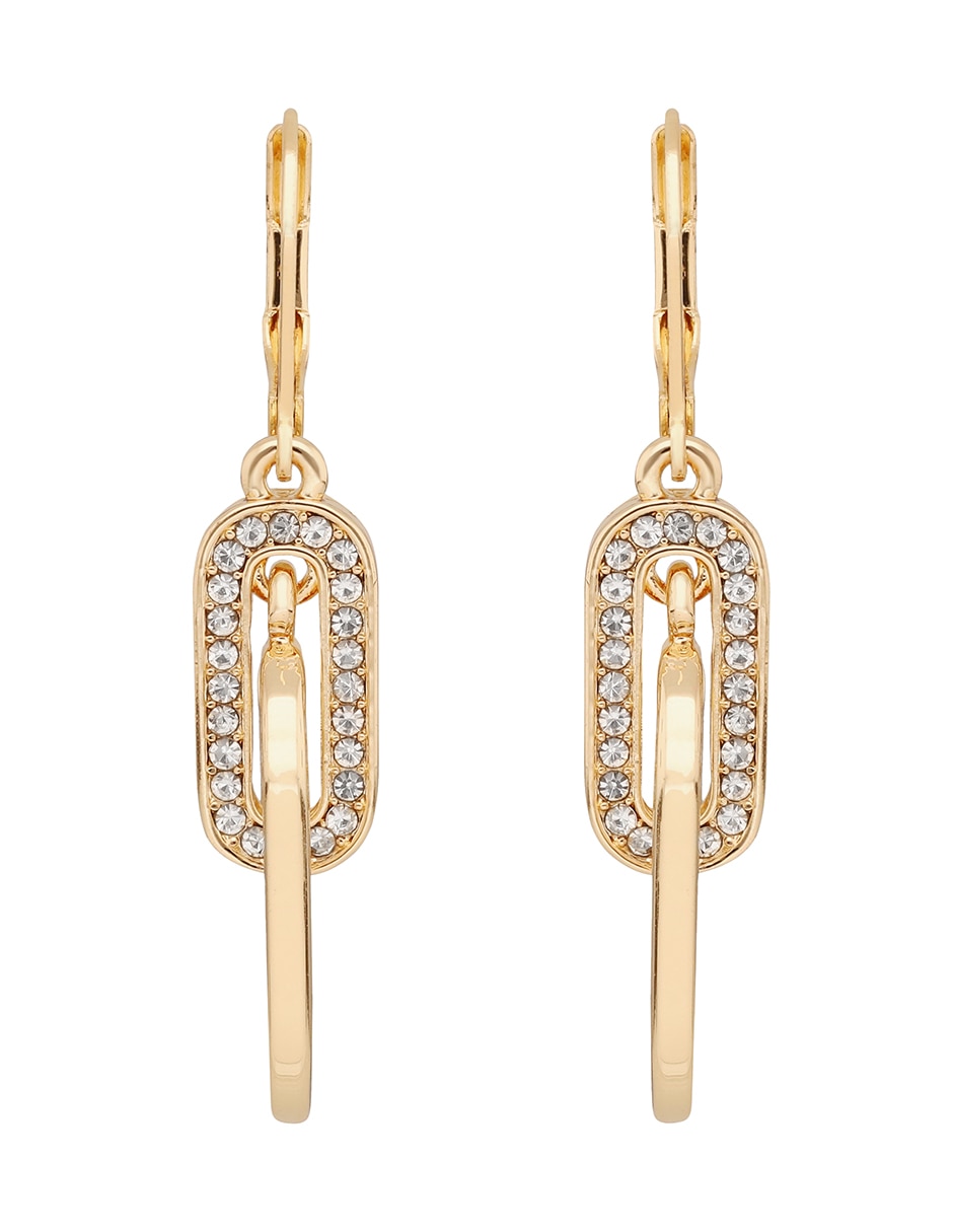 Aretes circulares Gold Crystal Knots con acabado pavé cristal Aretes circulares Gold Crystal Knots con acabado pavé cristal