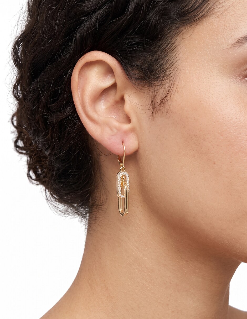 Aretes circulares Gold Crystal Knots con acabado pavé cristal 2