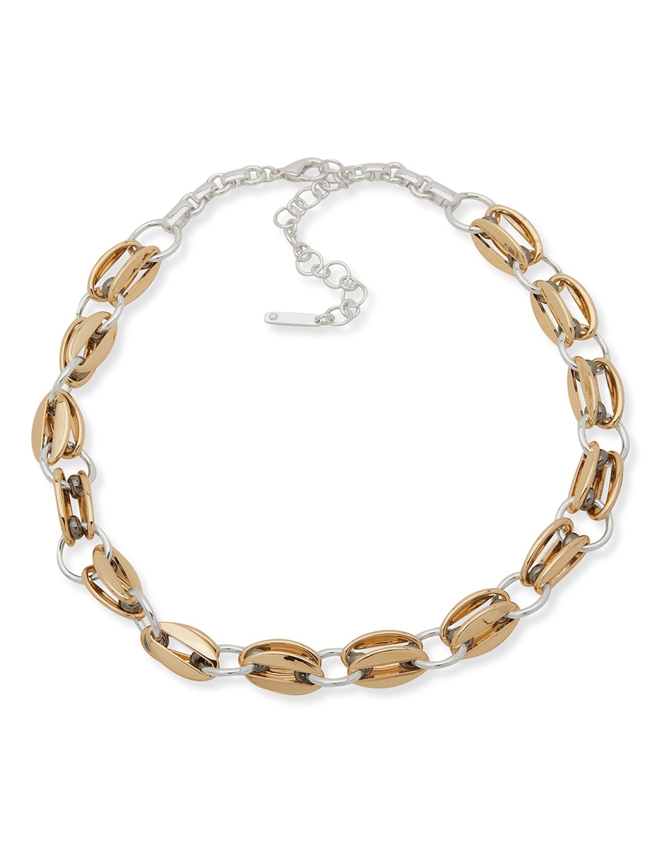 Collar mixed metal links & beads