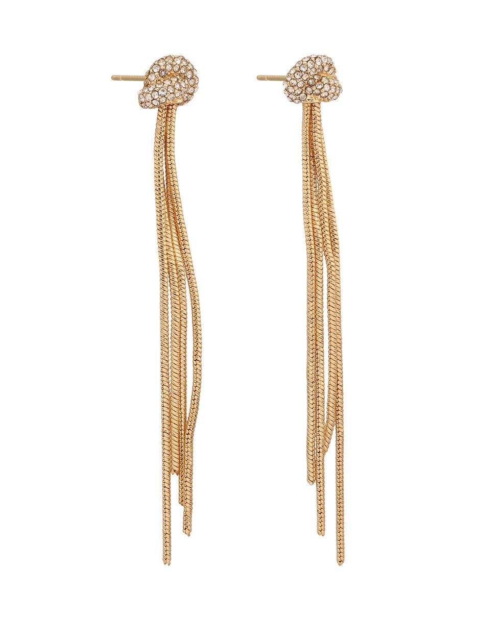 Aretes circulares Gold Crystal Knots con acabado pulido cristal 2