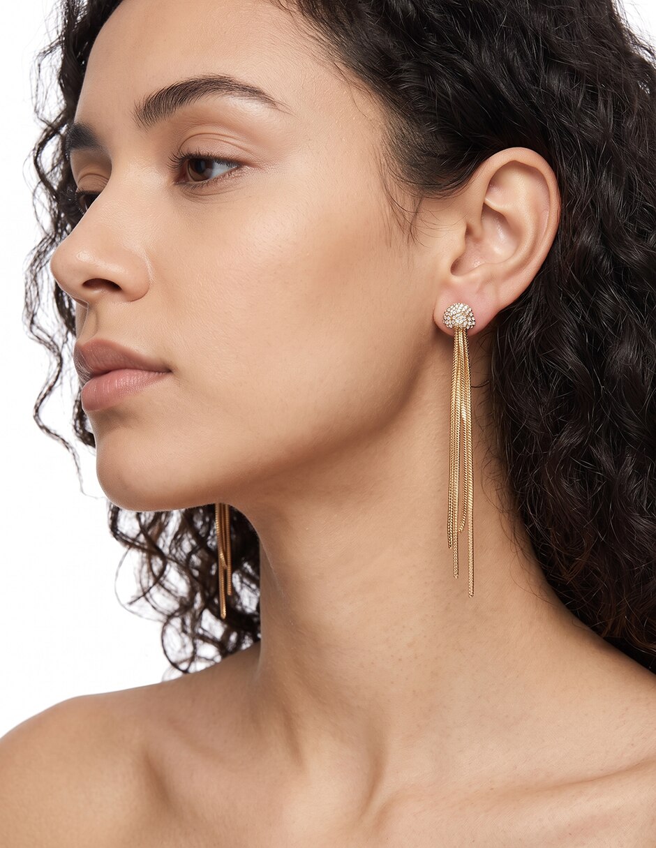 Aretes circulares Gold Crystal Knots con acabado pulido cristal 3