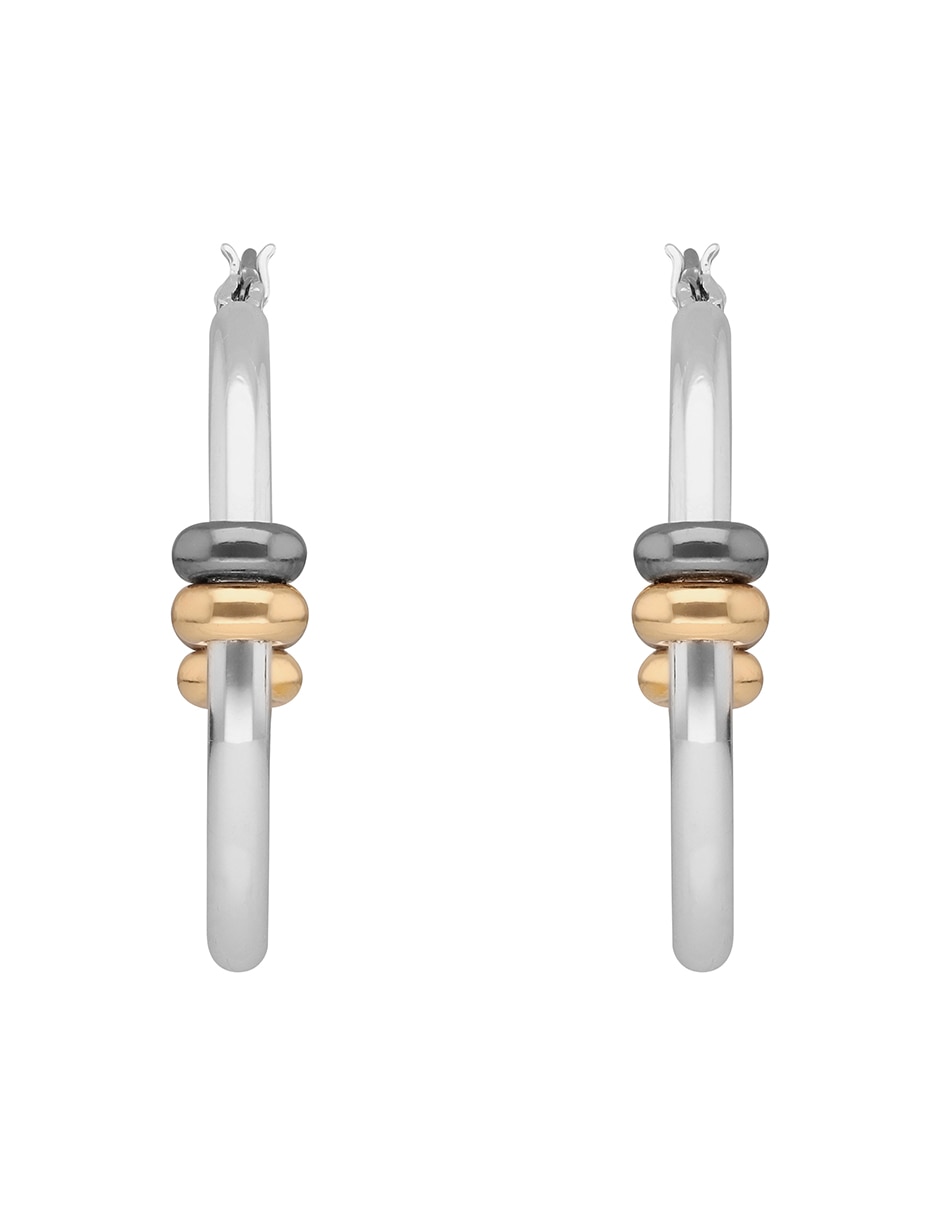 Aretes circulares Mixed Metal Links & Beads con acabado pulido Aretes circulares Mixed Metal Links & Beads con acabado pulido