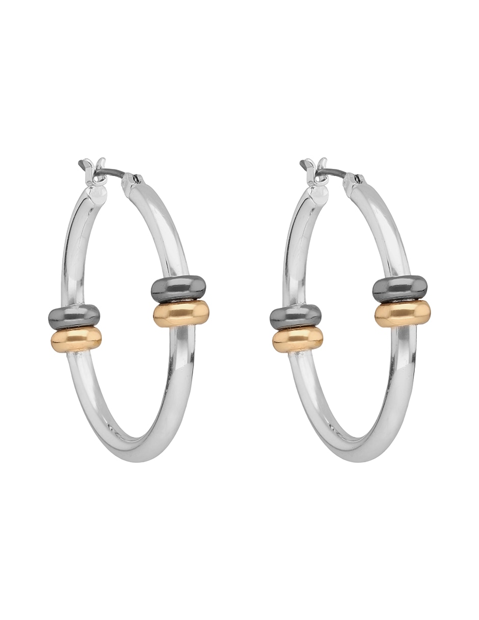 Aretes circulares Mixed Metal Links & Beads con acabado pulido 3
