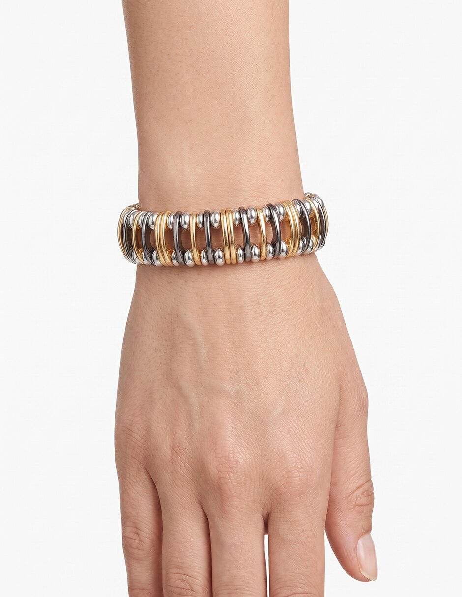 Pulsera con Mixed Metal Links & Beads acabado pulido 2