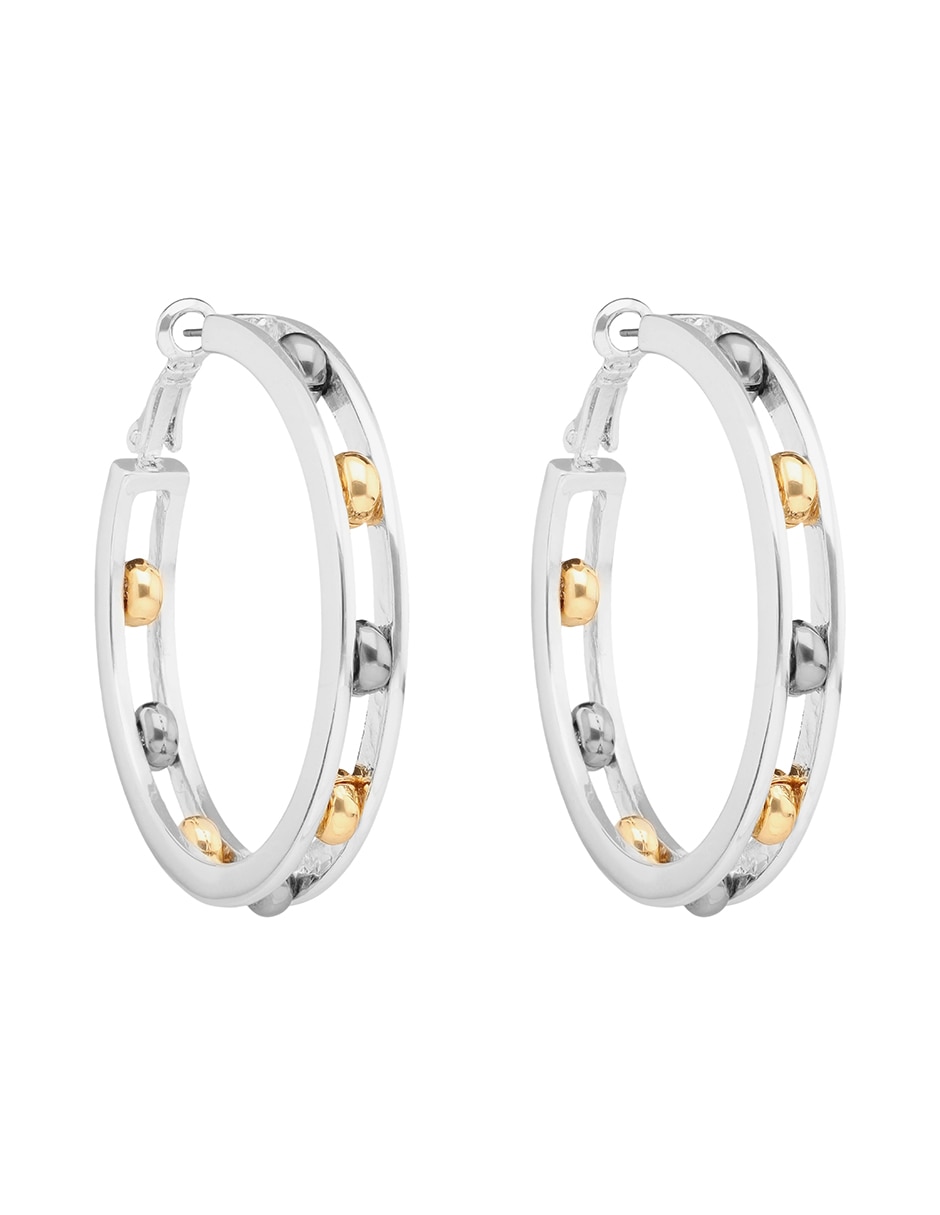 Aretes circulares Mixed Metal Links & Beads con acabado pulido Aretes circulares Mixed Metal Links & Beads con acabado pulido