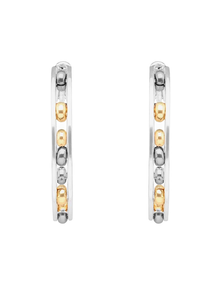 Aretes circulares Mixed Metal Links & Beads con acabado pulido 2