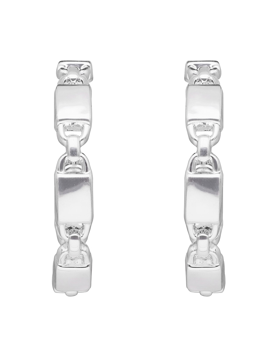 Aretes circulares Silver Hardware con acabado pulido 2