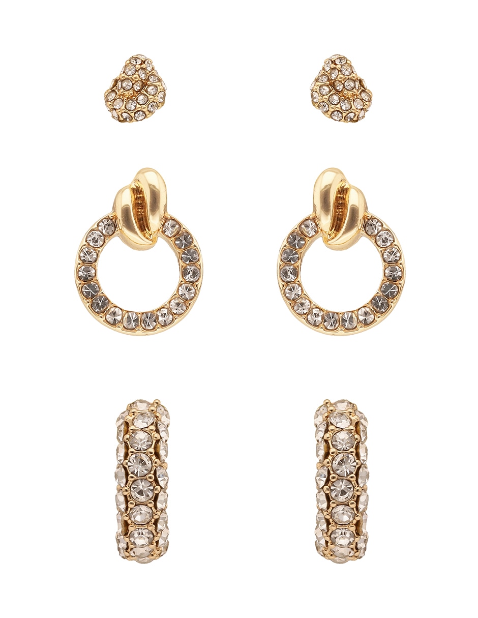 Set de aretes Gold Crystal Knots con acabado pulido cristal Set de aretes Gold Crystal Knots con acabado pulido cristal