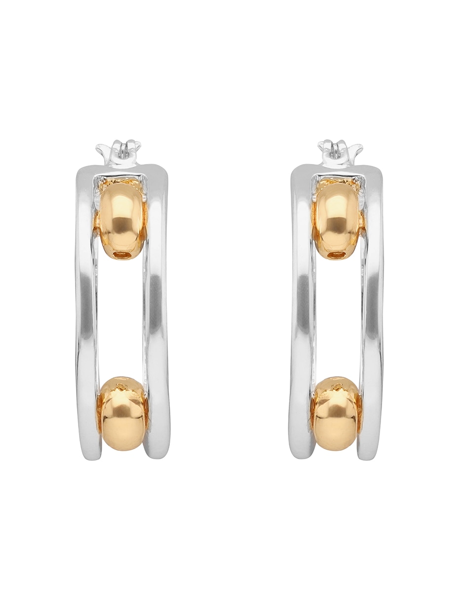 Aretes circulares Mixed Metal Links & Beads con acabado pulido Aretes circulares Mixed Metal Links & Beads con acabado pulido