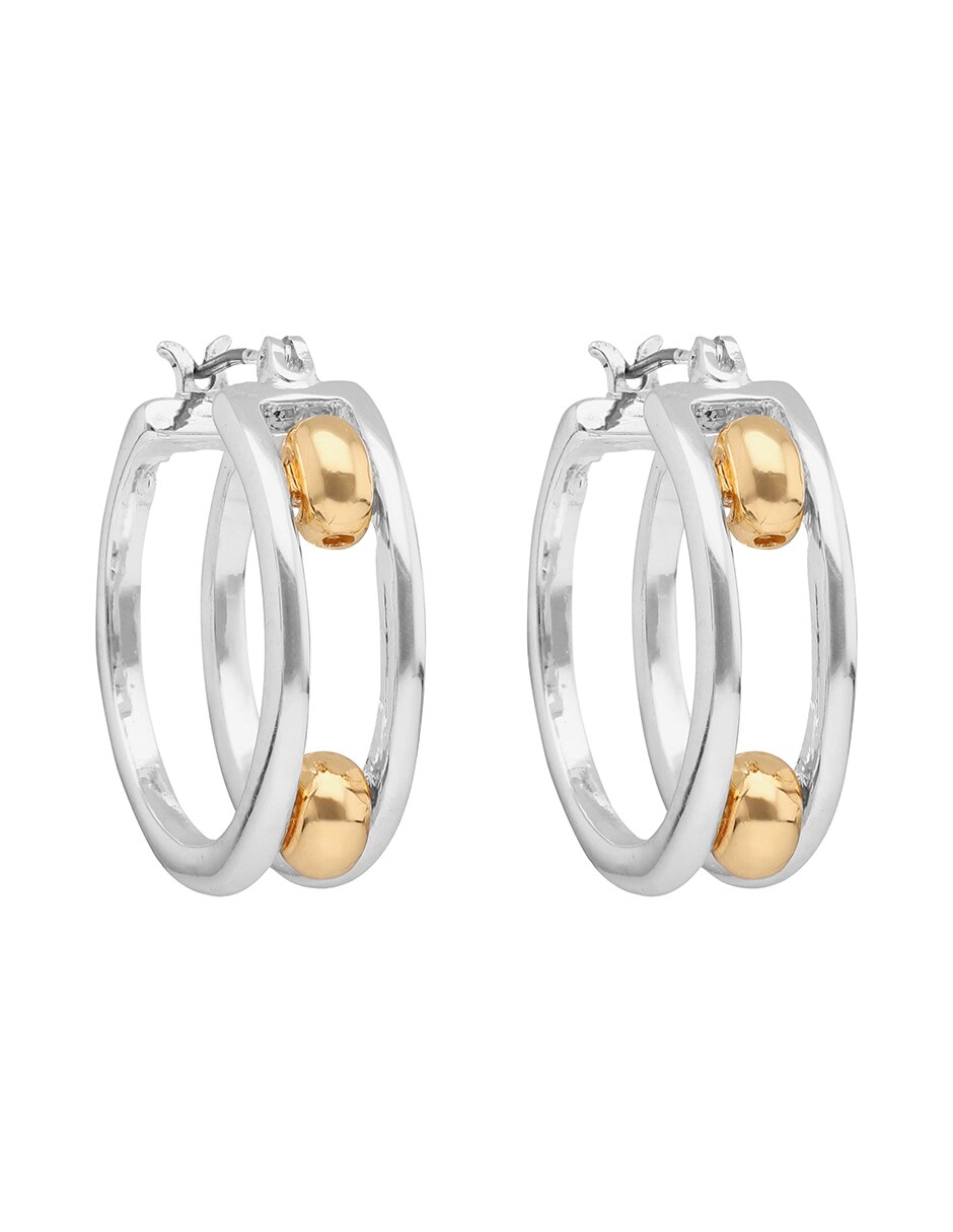 Aretes circulares Mixed Metal Links & Beads con acabado pulido 3