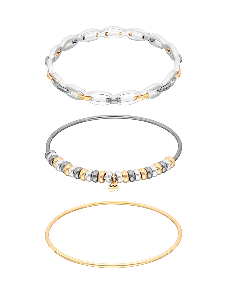 Pulsera con Mixed Metal Links & Beads acabado pulido