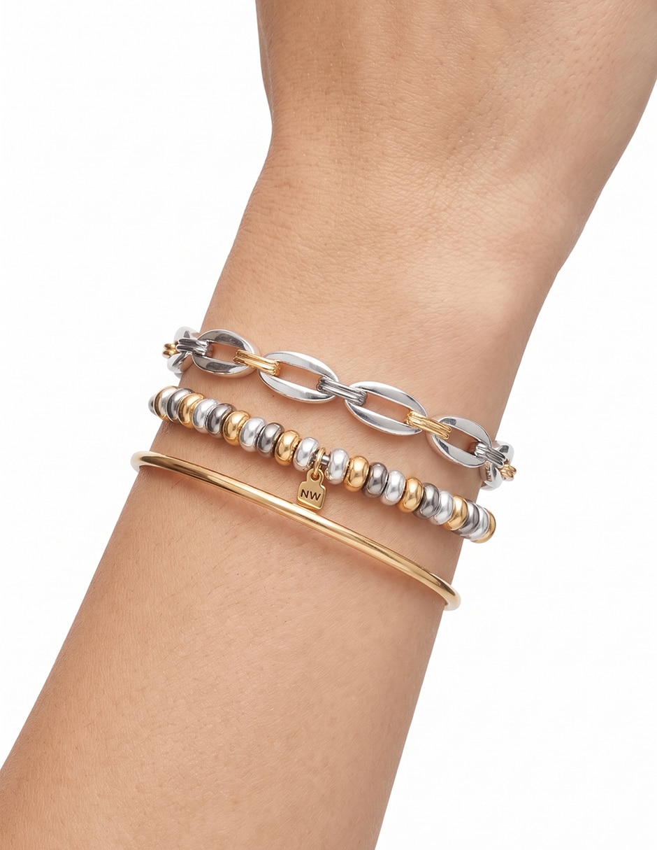 Pulsera con Mixed Metal Links & Beads acabado pulido 2