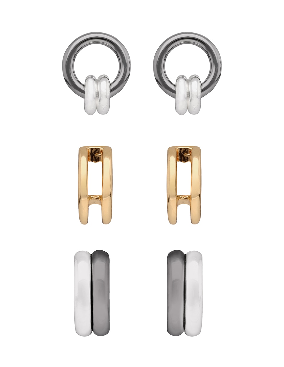 Set de aretes Mixed Metal Links & Beads con acabado pulido Set de aretes Mixed Metal Links & Beads con acabado pulido