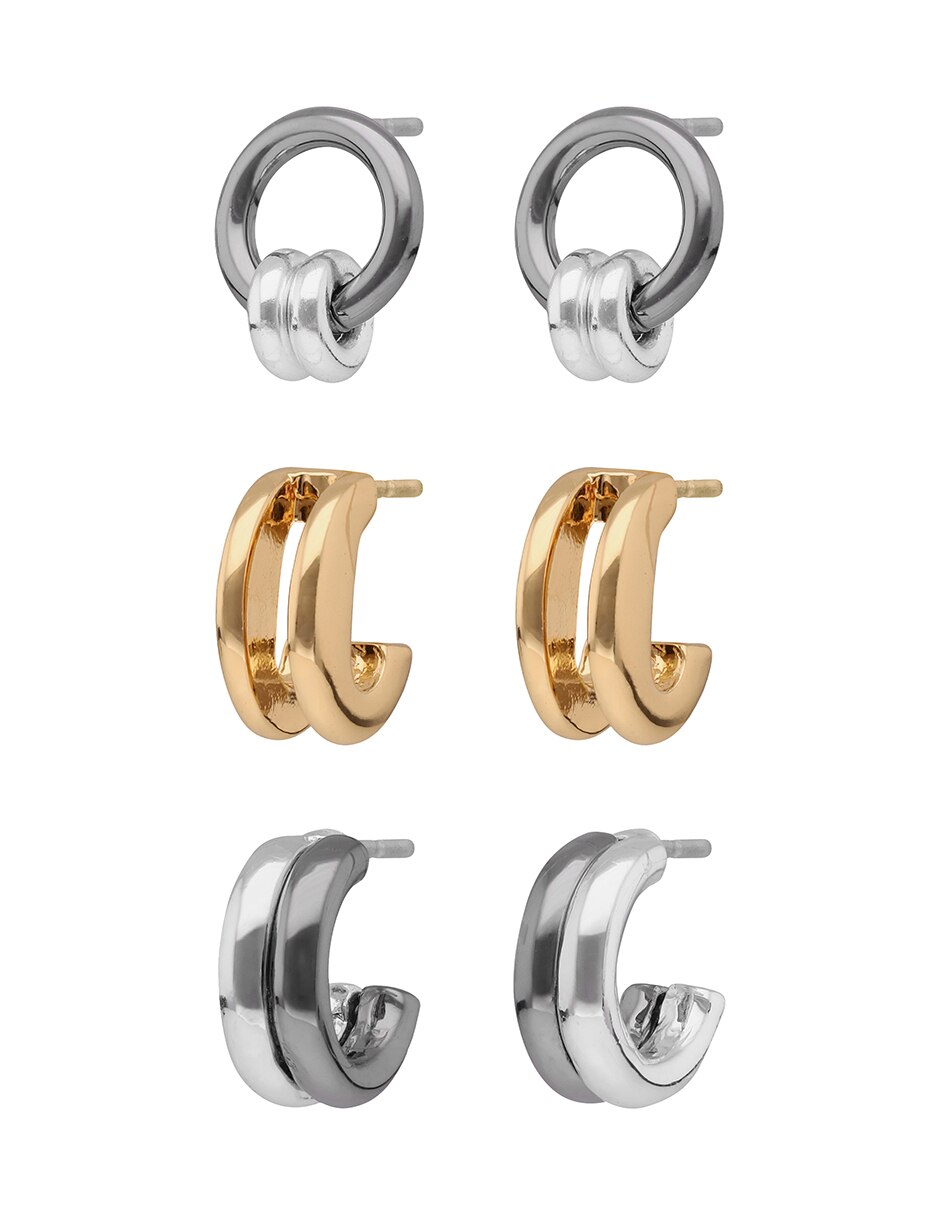 Set de aretes Mixed Metal Links & Beads con acabado pulido 3
