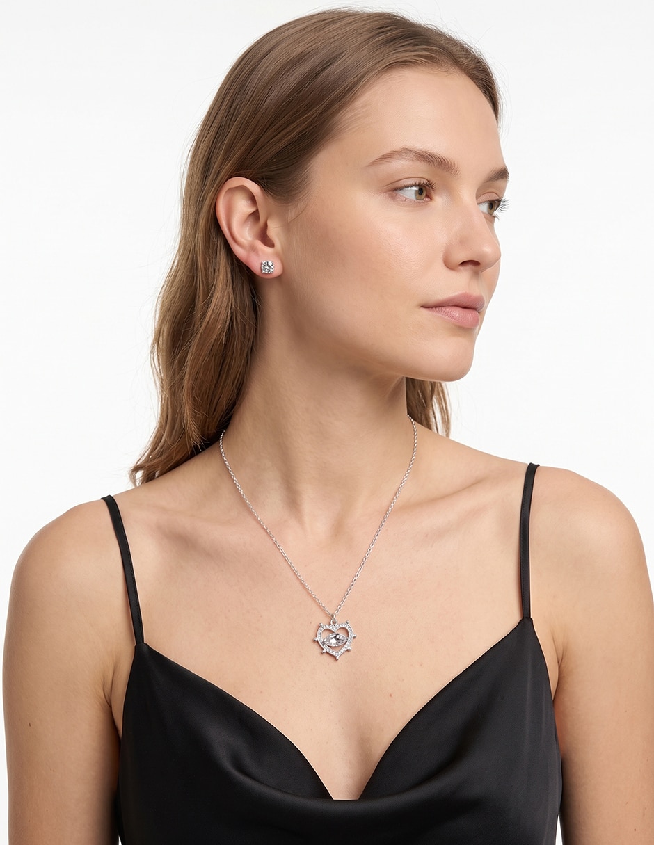Aretes y collar de aleación de metal cristal 3