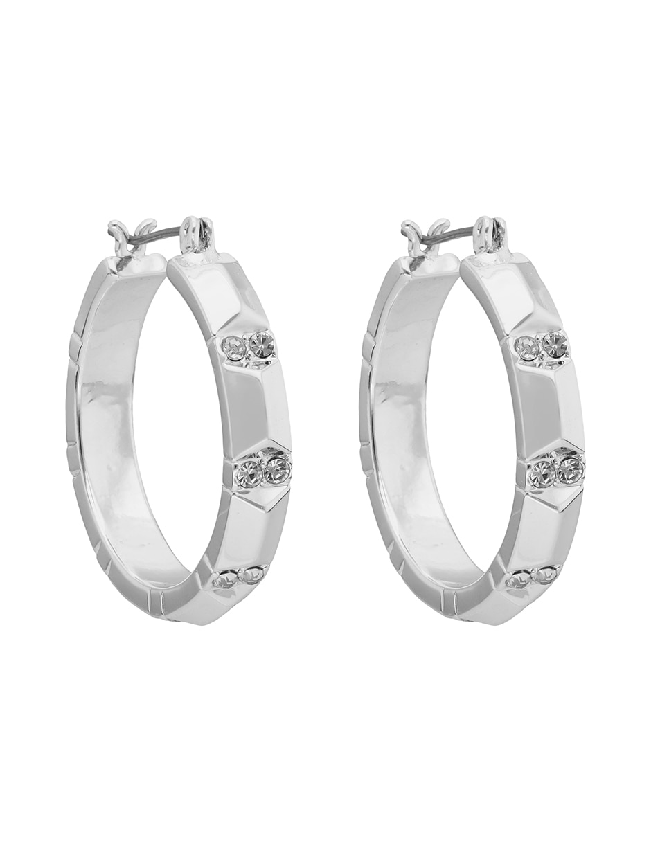 Aretes circulares Checkered Crystal con acabado pavé