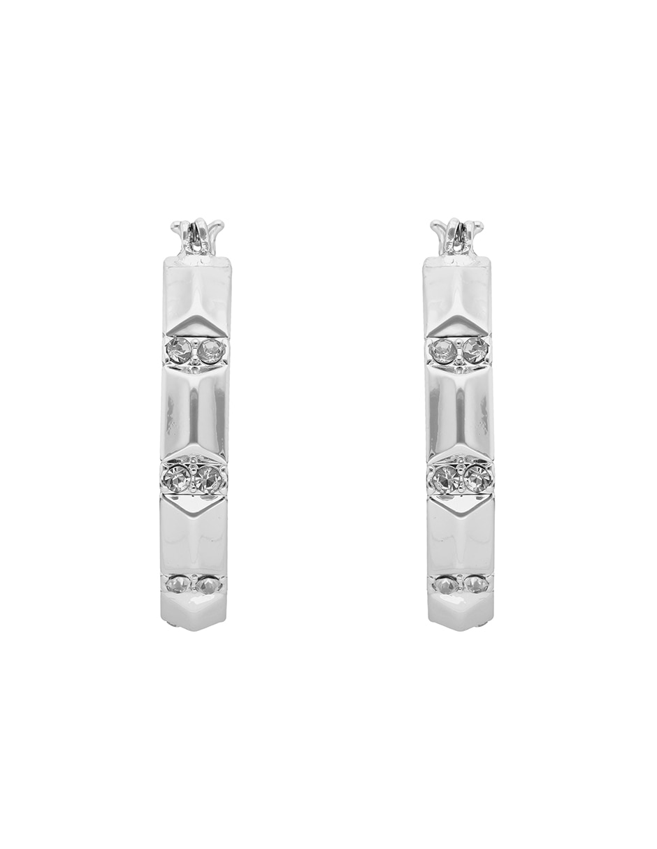 Aretes circulares Checkered Crystal con acabado pavé 2