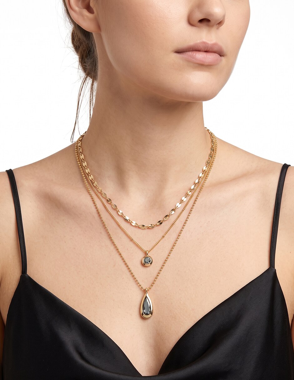 Collar circular Jet Hematite Stones 3