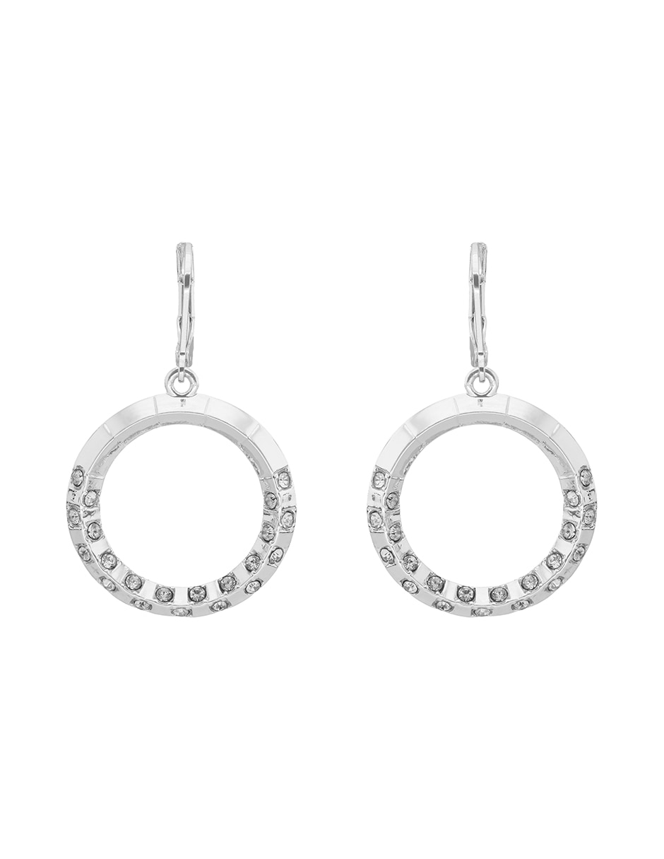 Aretes circulares Checkered Crystal con acabado pavé cristal