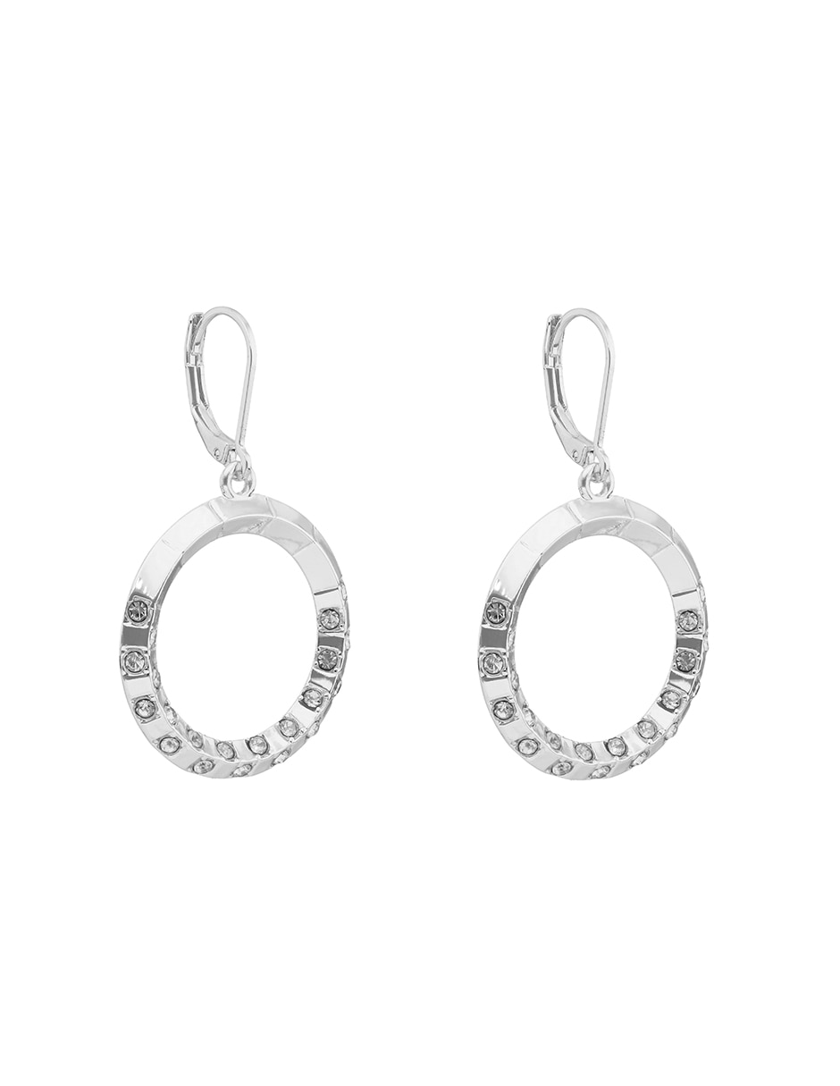 Aretes circulares Checkered Crystal con acabado pavé cristal 2