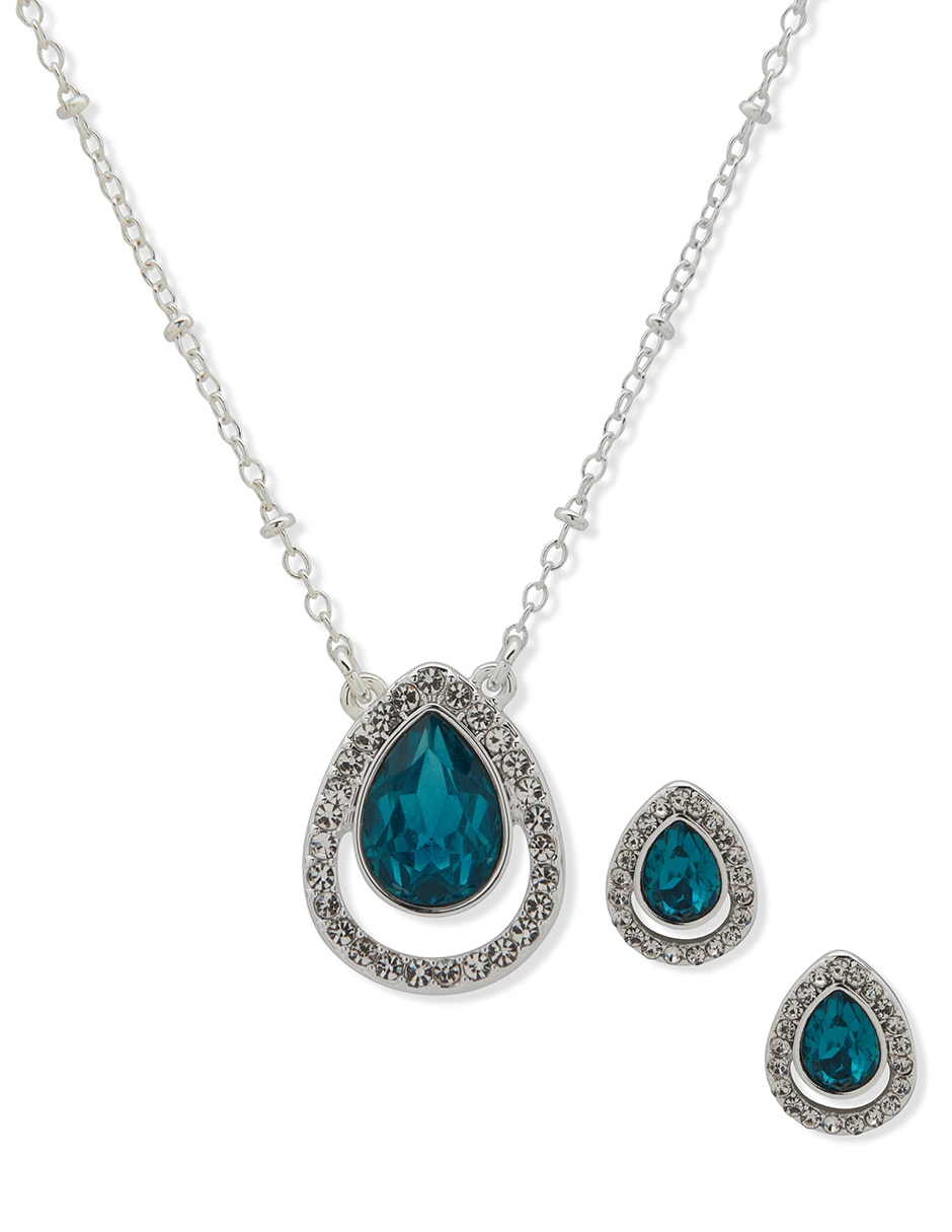 Aretes y collar de aleación de metal