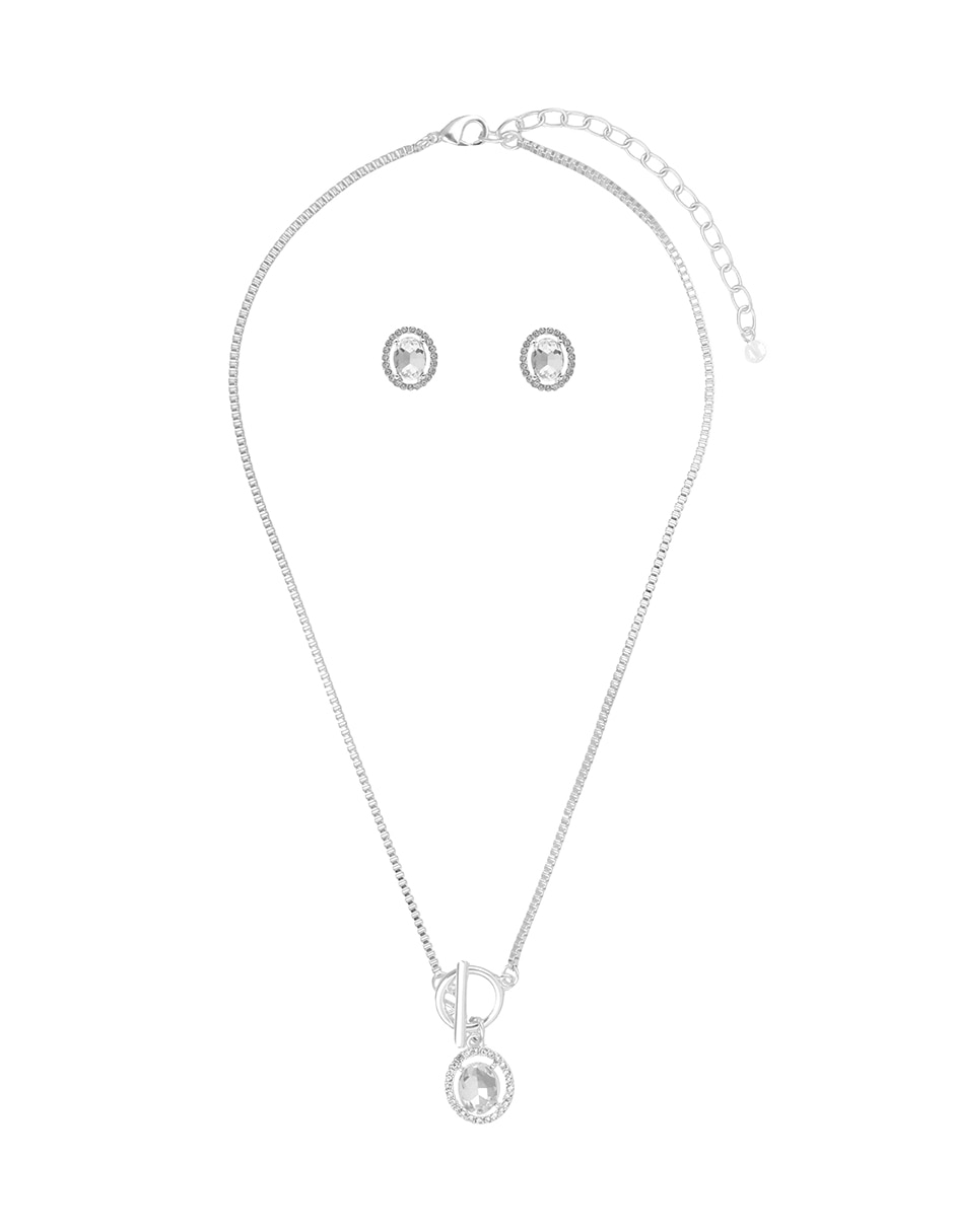 Aretes y collar box cristal Aretes y collar box cristal