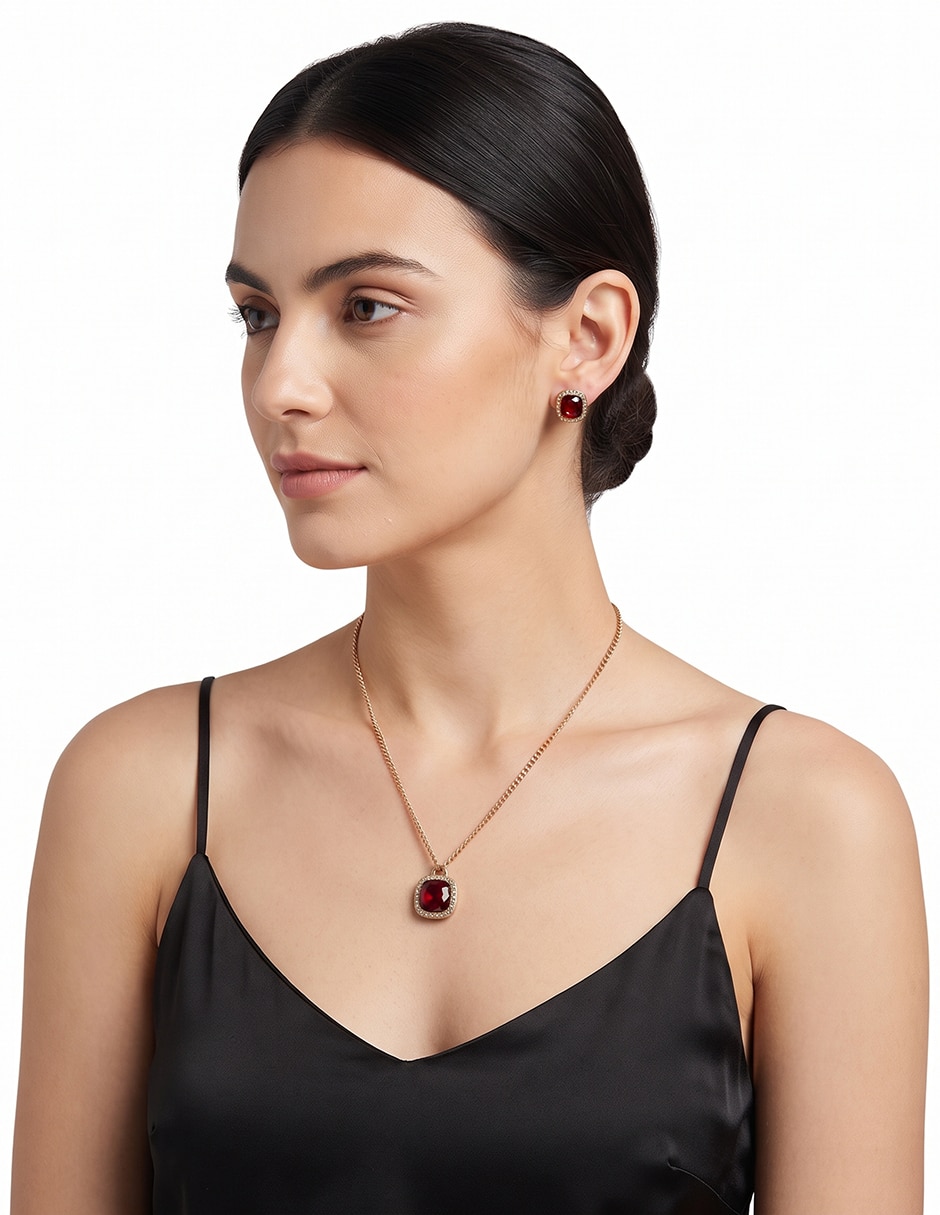Aretes y collar de aleación de metal 2