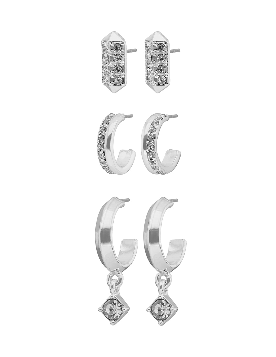 Set de aretes Checkered Crystal con acabado pavé cristal 2