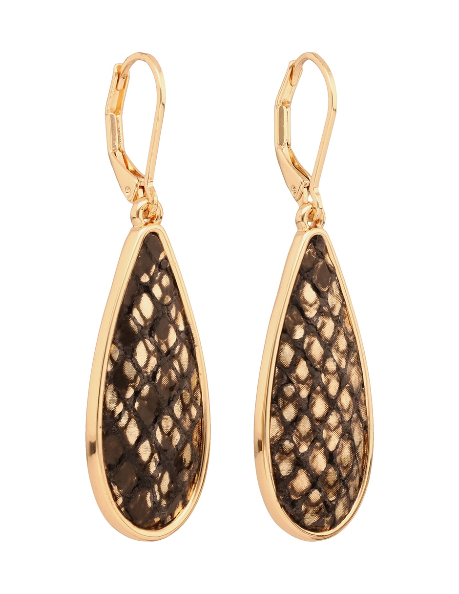 Aretes de gota Metallic Textured Color con acabado pulido 2