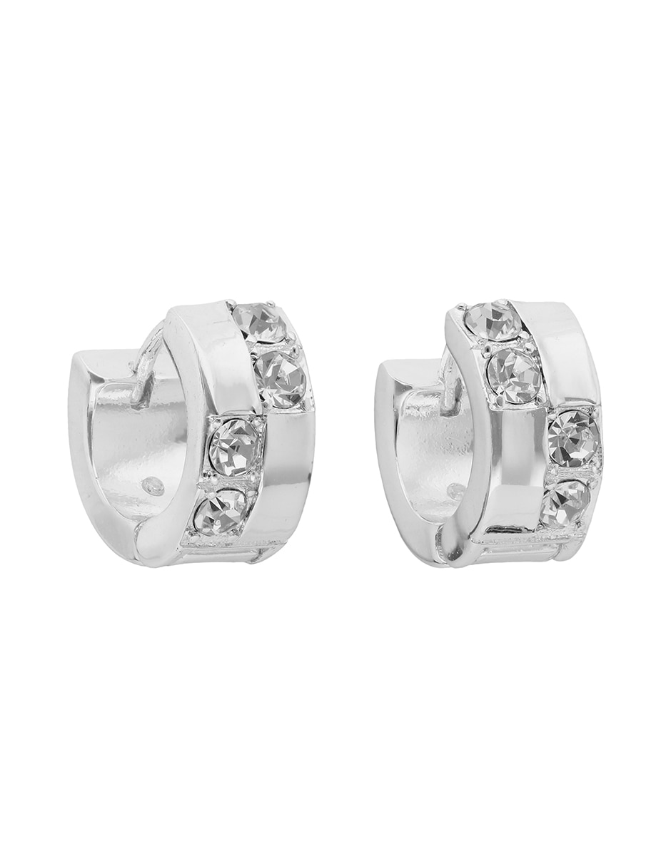 Aretes circulares Checkered Crystal con acabado pavé cristal