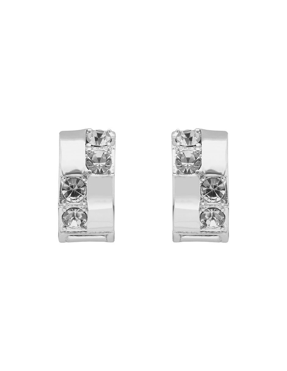 Aretes circulares Checkered Crystal con acabado pavé cristal 2