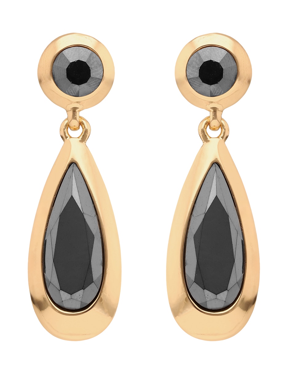 Aretes de gota Jet Hematite Stones con acabado pulido cristal Aretes de gota Jet Hematite Stones con acabado pulido cristal