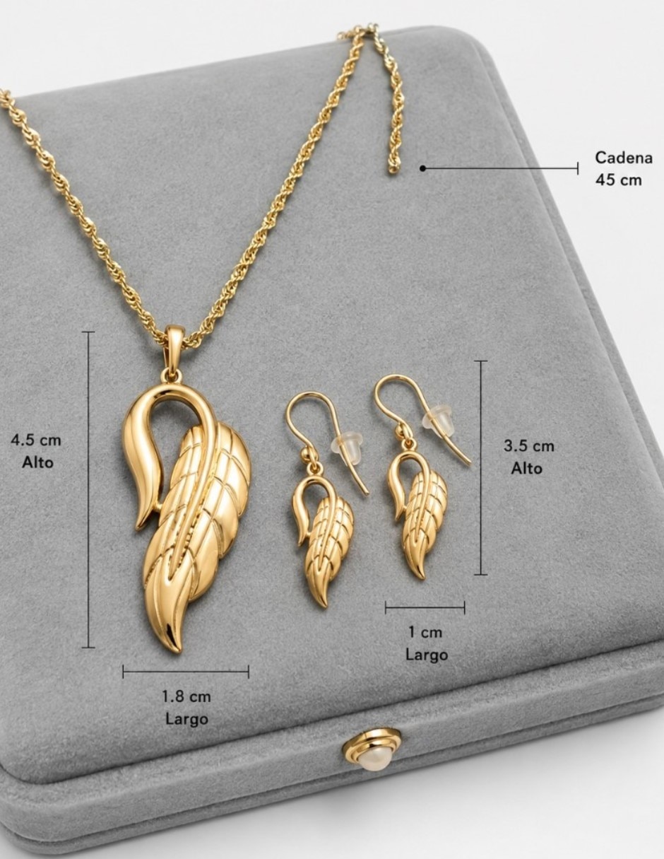 Aretes y collar de hoja de oro laminado 14 K 6