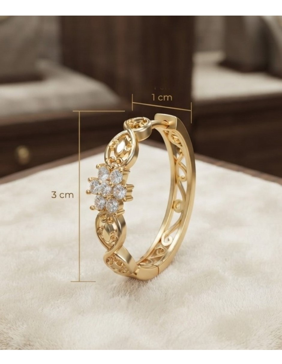 Arracadas de flor de oro laminado 14 K con acabado brillante 5