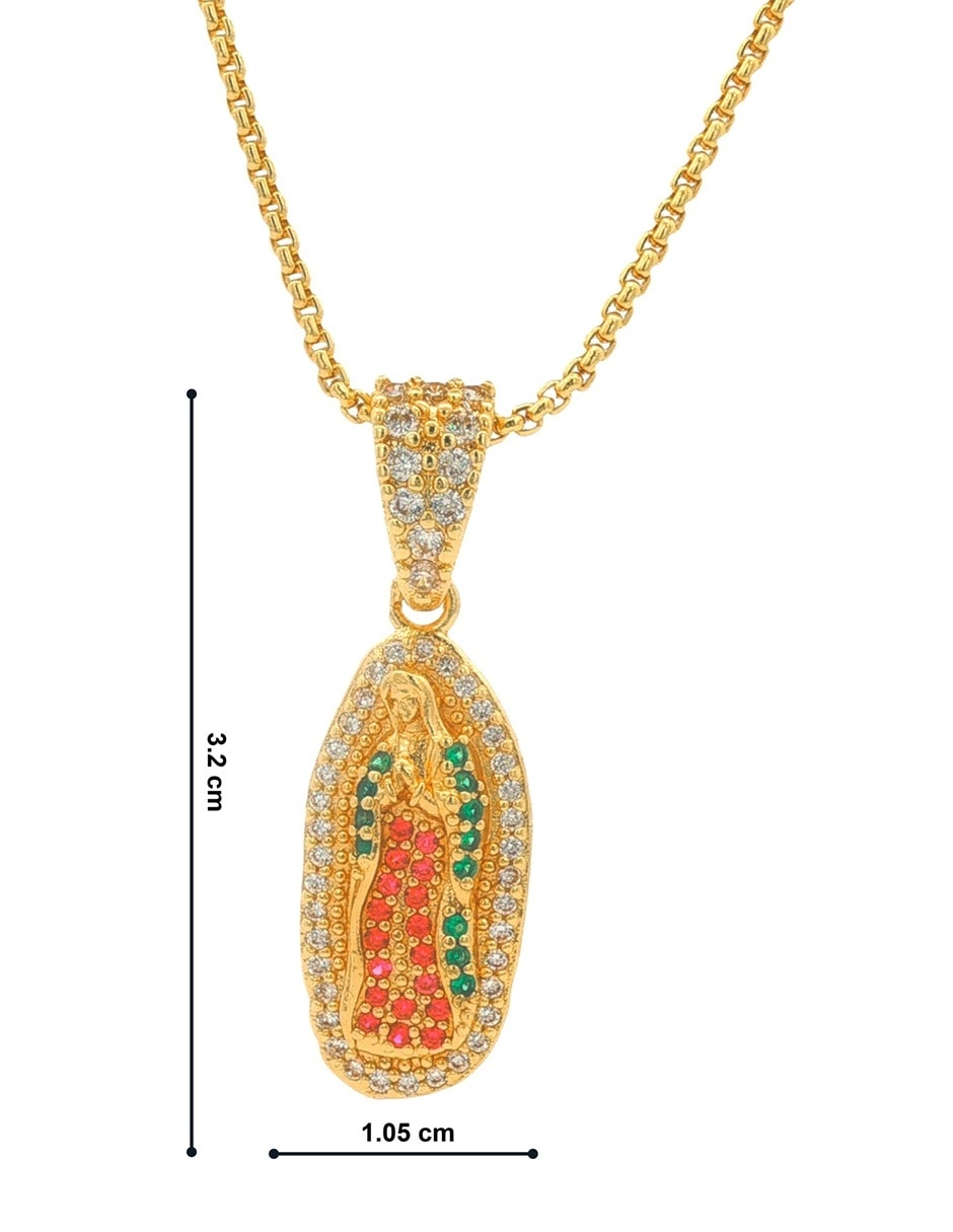 Gargantilla Virgen de Guadalupe acabado baño de oro 18 K 7