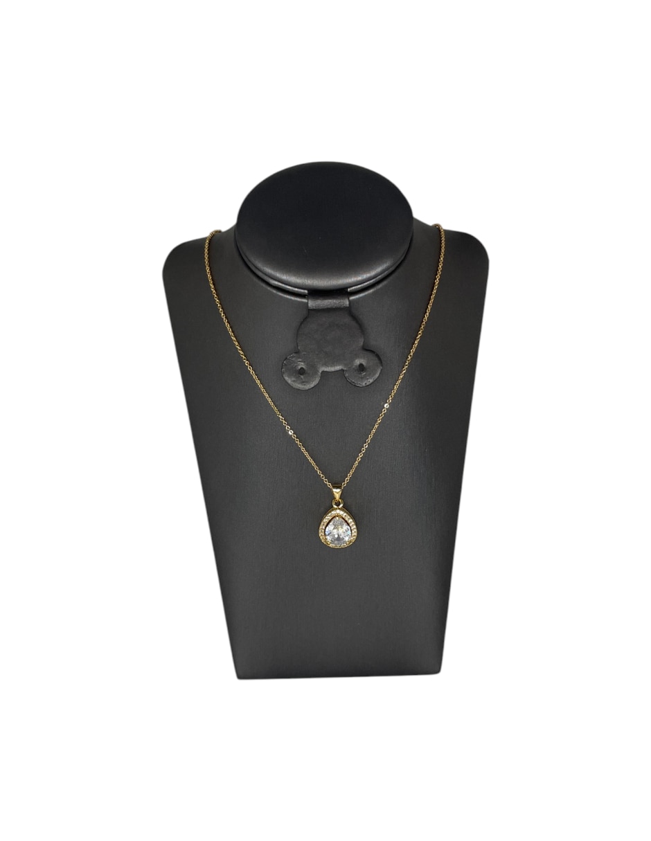 Aretes y collar de acero inoxidable zirconia