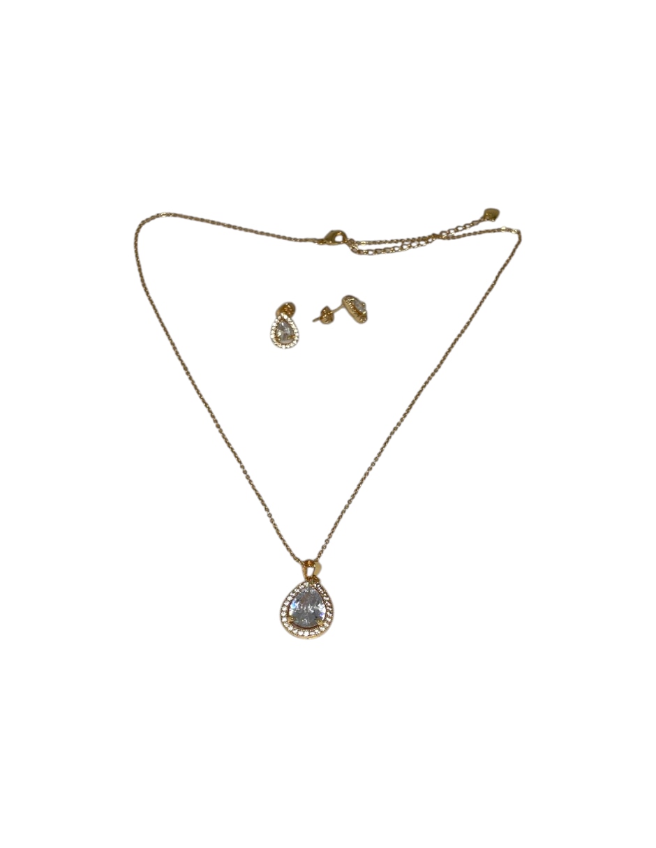 Aretes y collar de acero inoxidable zirconia 6