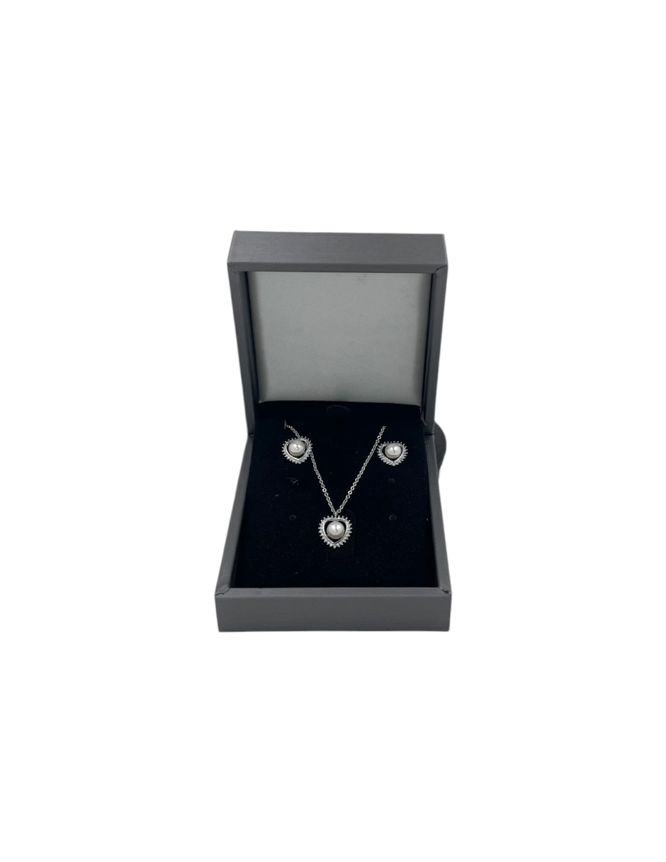 Aretes y collar de acero inoxidable zirconia