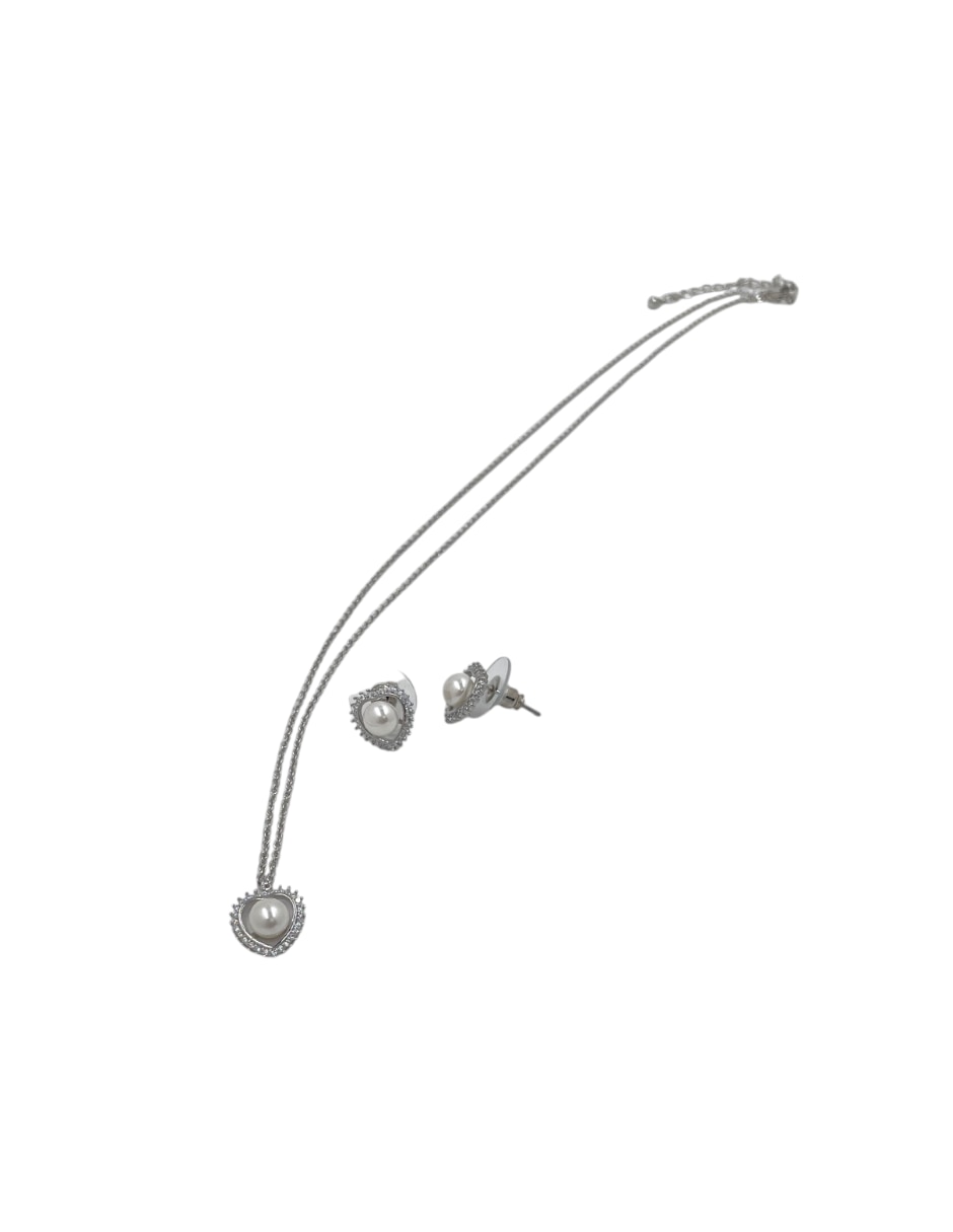 Aretes y collar de acero inoxidable zirconia