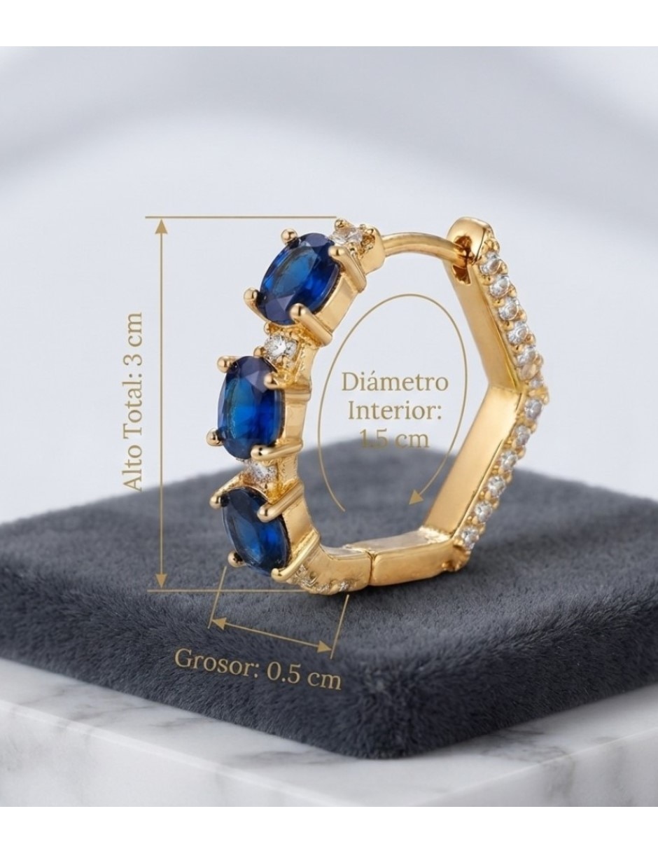 Arracadas de oro laminado 14 k con acabado brillante zirconia cúbica 5
