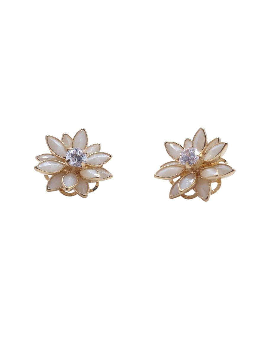 Aretes de flor de loto Joyería de oro laminado 18 K