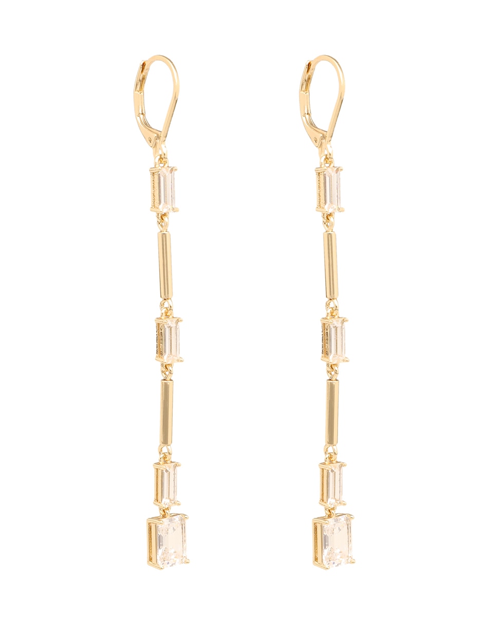 Aretes cuadrados Landyn con acabado brillante cristal 2