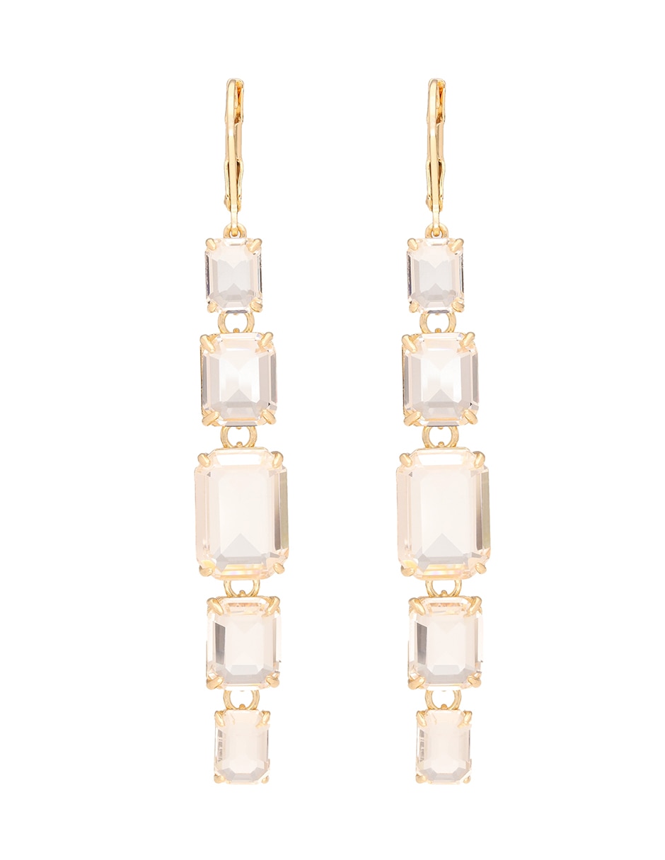 Aretes cuadrados Landyn con acabado brillante cristal Aretes cuadrados Landyn con acabado brillante cristal