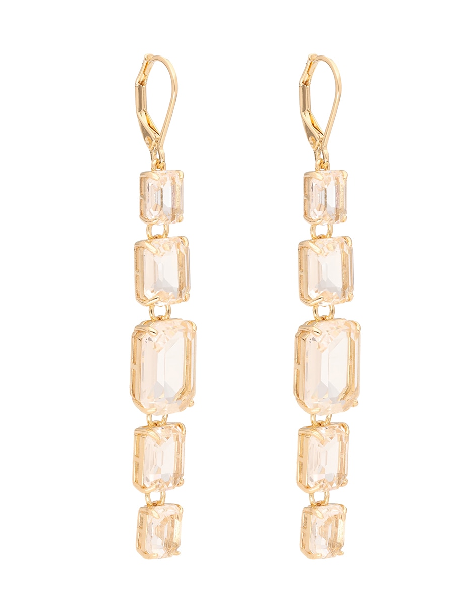 Aretes cuadrados Landyn con acabado brillante cristal 2