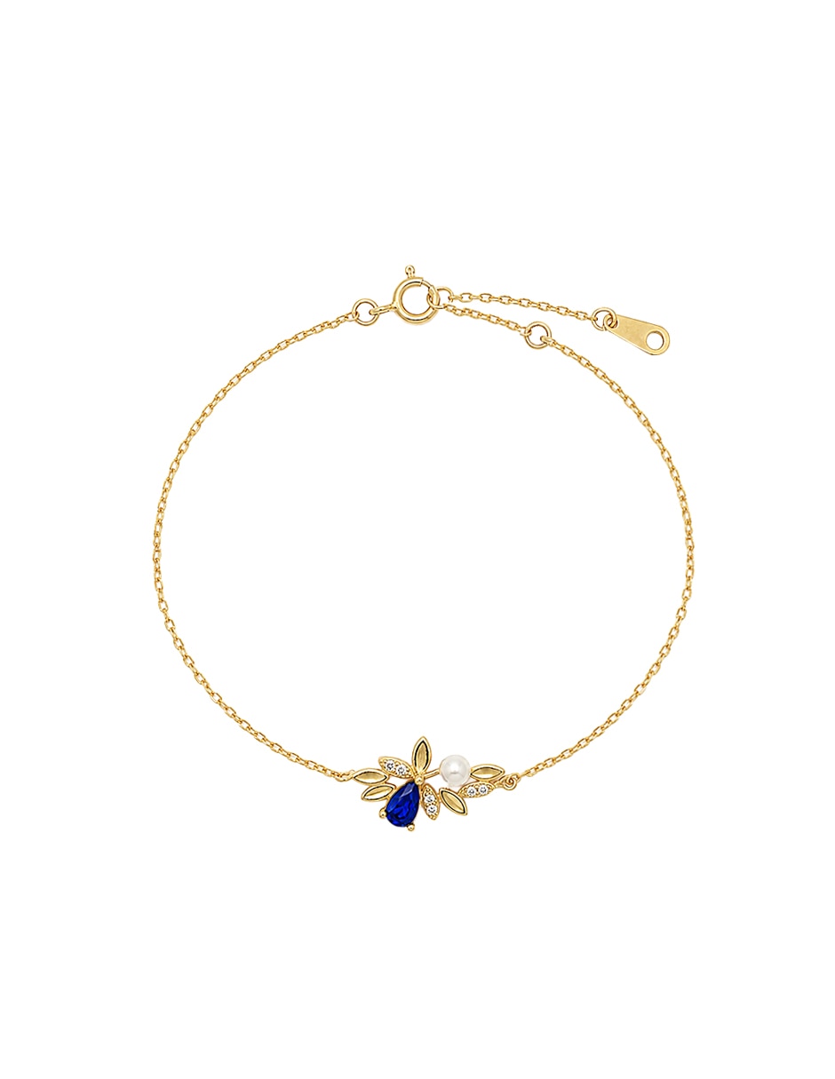 Pulsera de plata con circonita P 925 Naturaleza acabado brillante